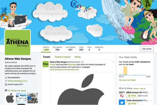 Athena Twitter profile