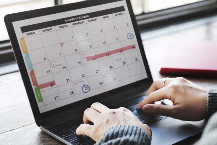Calendar on laptop