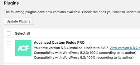 WordPress Plugin update
